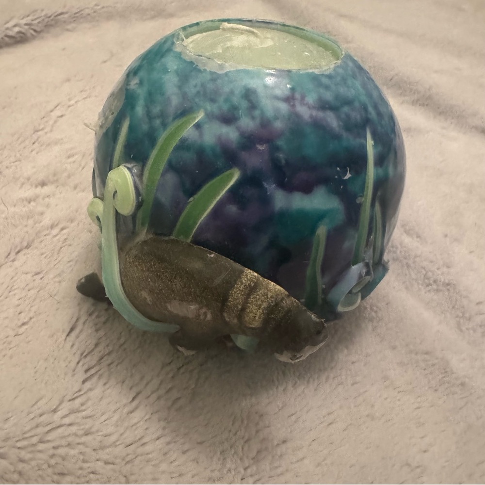 Manatee Globe Sphere Glow Candle with Aquatic Design‎